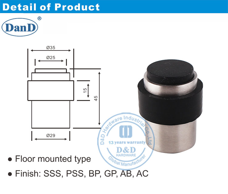 Mat&eacute;riel d'arr&ecirc;t de porte commerciale