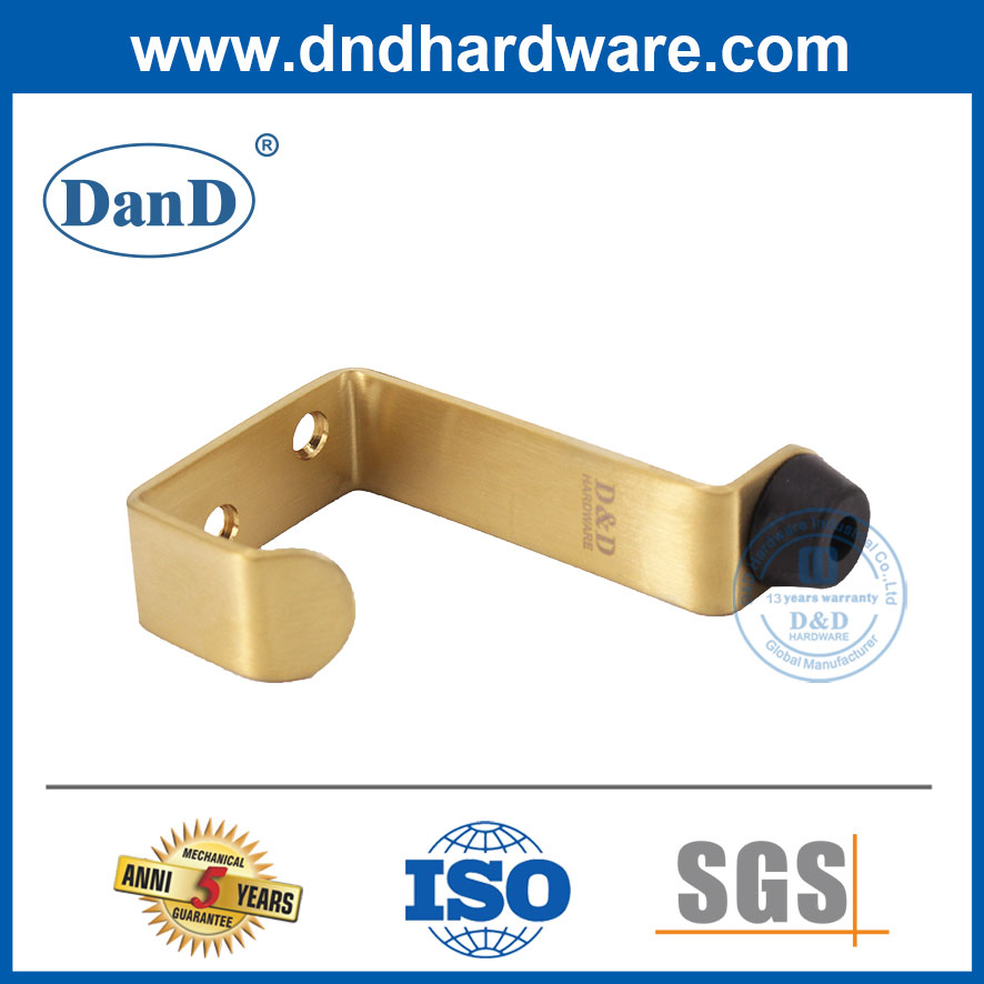 Porte Stopper Security Golden en acier inoxydable Satin en laiton Porte de porte avec crochet-ddds024