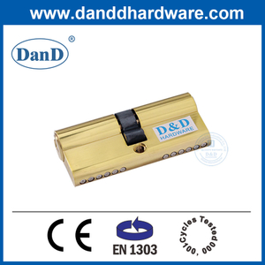 Cylindre de verrouillage Mortise Profil Euro EN1303 Gold Solid Lrass Door Lock Cylinder-DDLC003-60mm-pb
