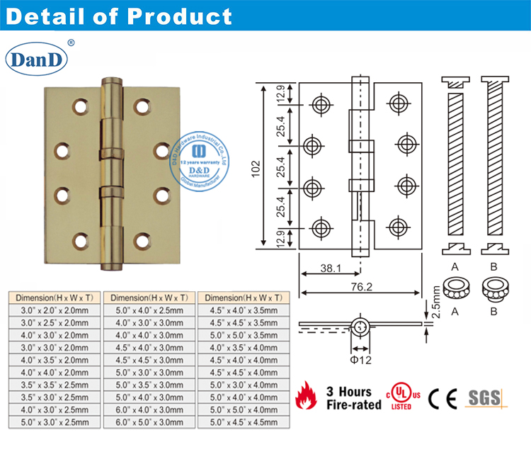 Charni&egrave;re en laiton massif-d et D