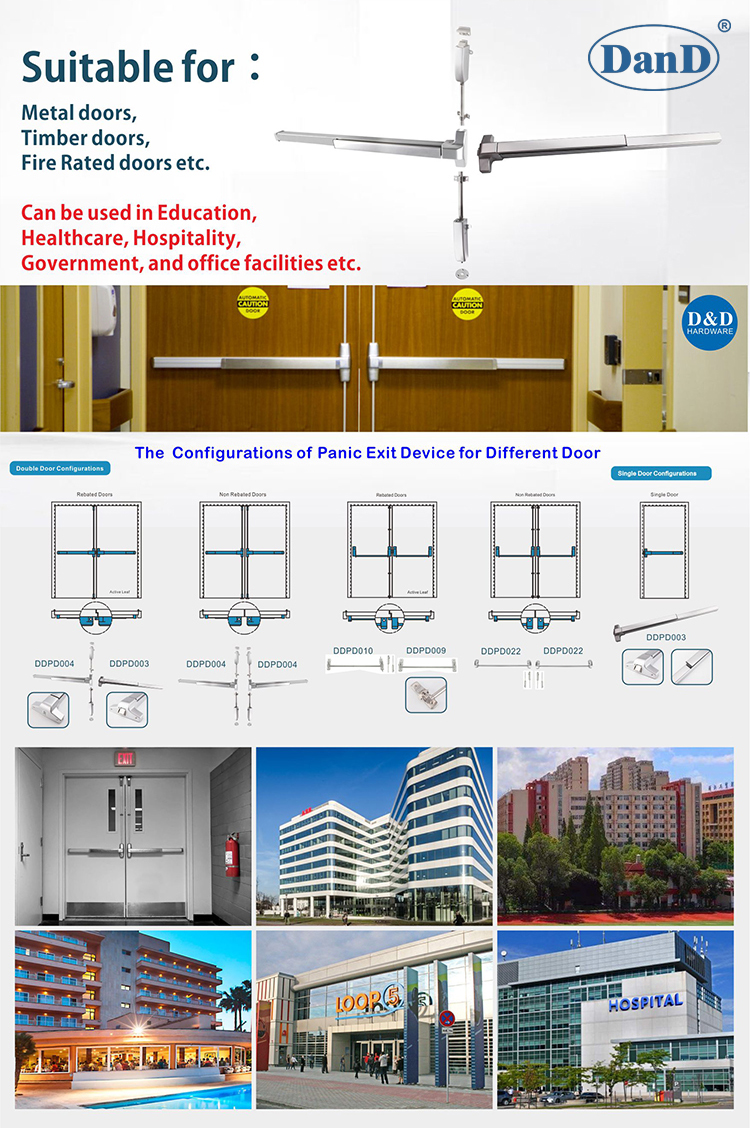 Porte de sortie de feu avec bar-d et quincaillerie de panique