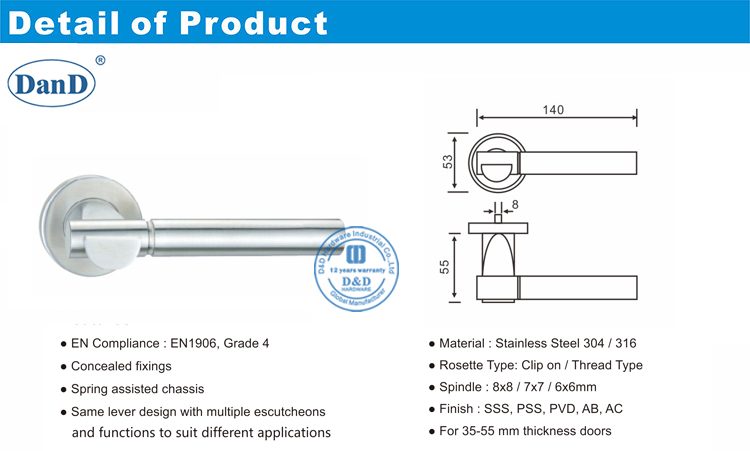 Poign&eacute;e de porte ext&eacute;rieure-D et D