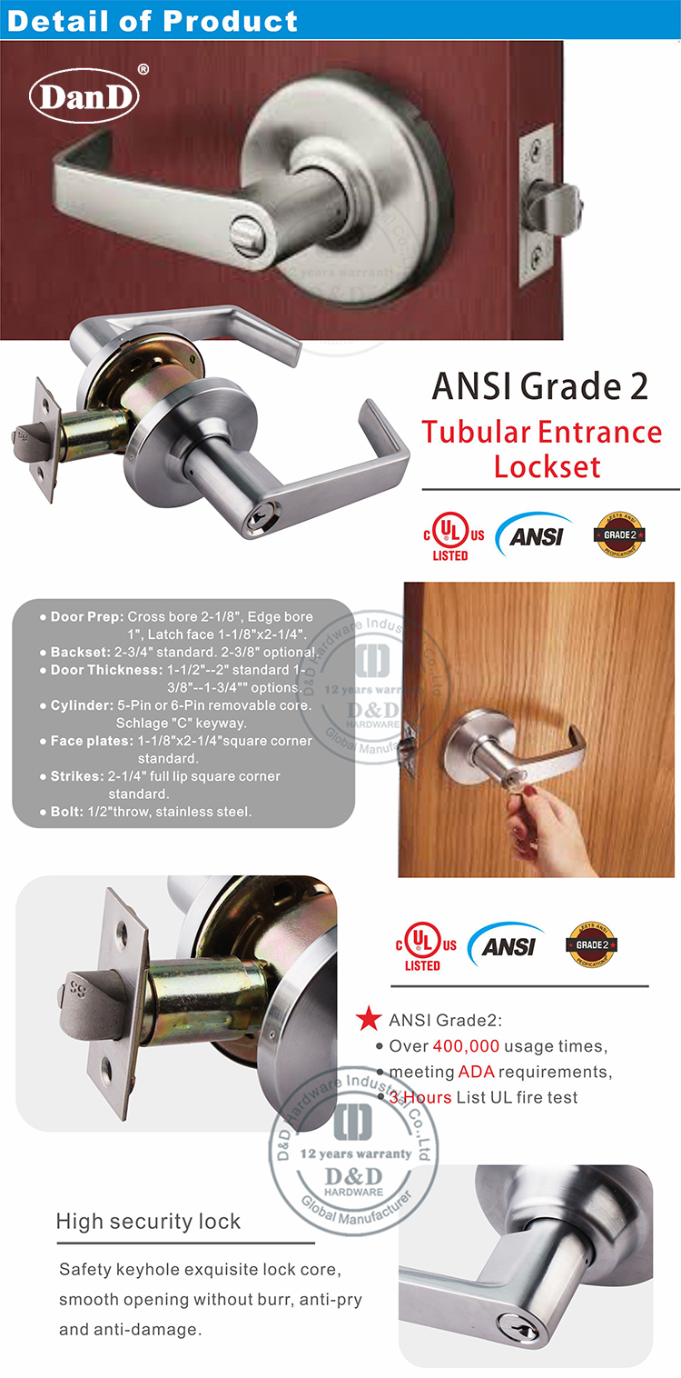 HANSI Tubular Lockset-DDLK011-D et D