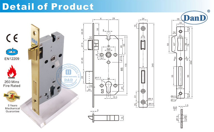 Porte en laiton polir le verrouillage-ddml026