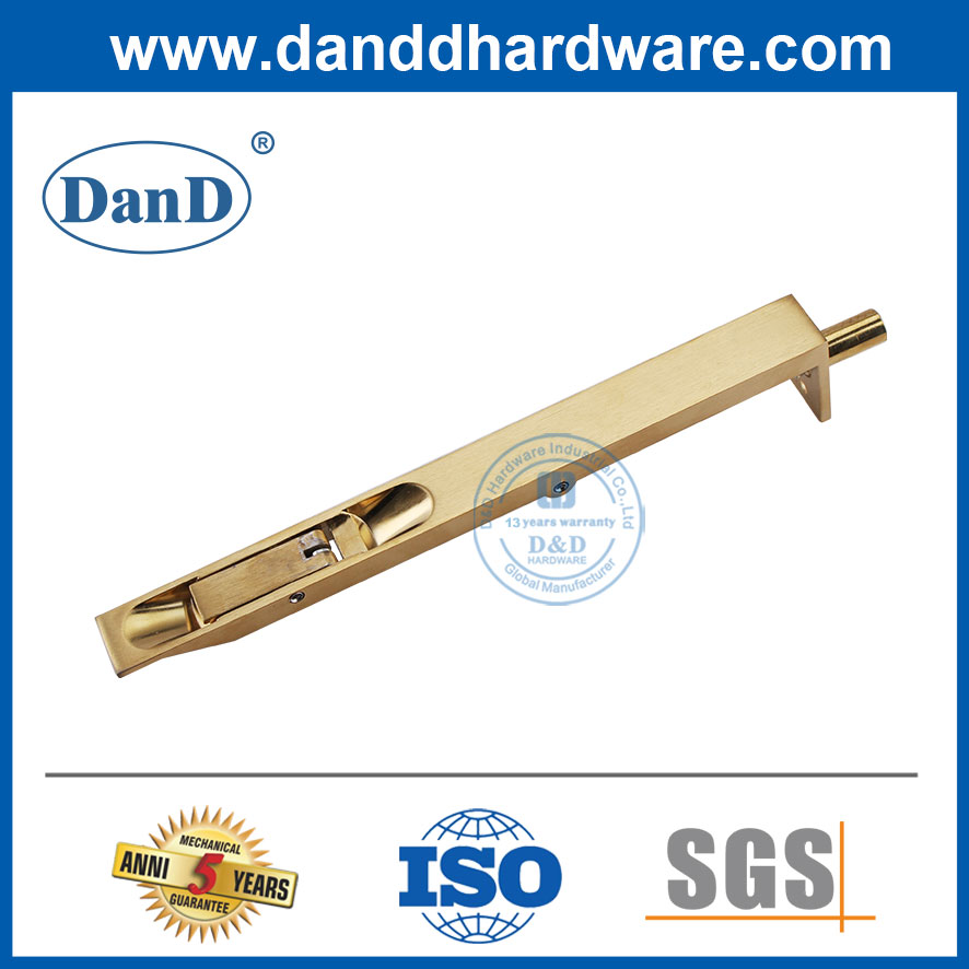 SS304 Porte en bois simple en laiton Gloden Gloden Flush Bolt Lock-DDB001