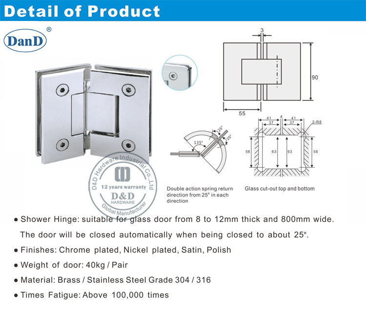Juge de vitre de porte de l'h&ocirc;tel et de quincaillerie D