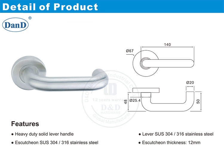 Handle de porte am&eacute;ricaine commerciale et quincaillerie D