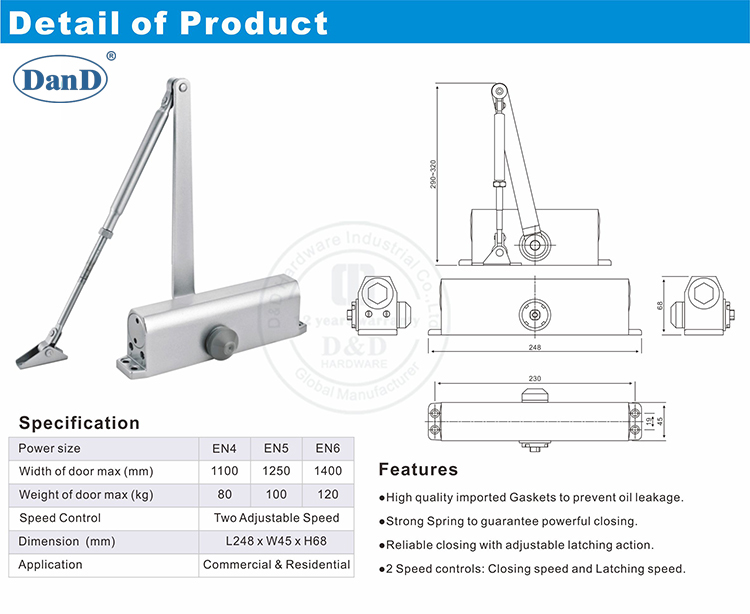 Hardware Closer-d et D de la porte robuste