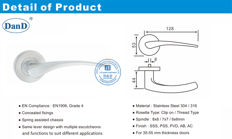 Handware de la poign&eacute;e de porte du levier en bois - D et D