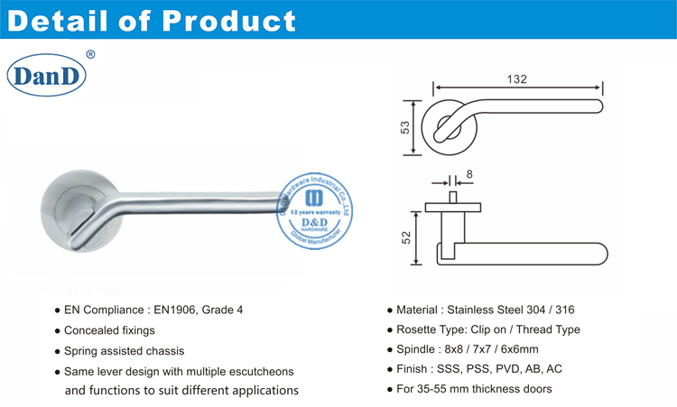 Handware de la poign&eacute;e du levier de porte d'avant-D et D