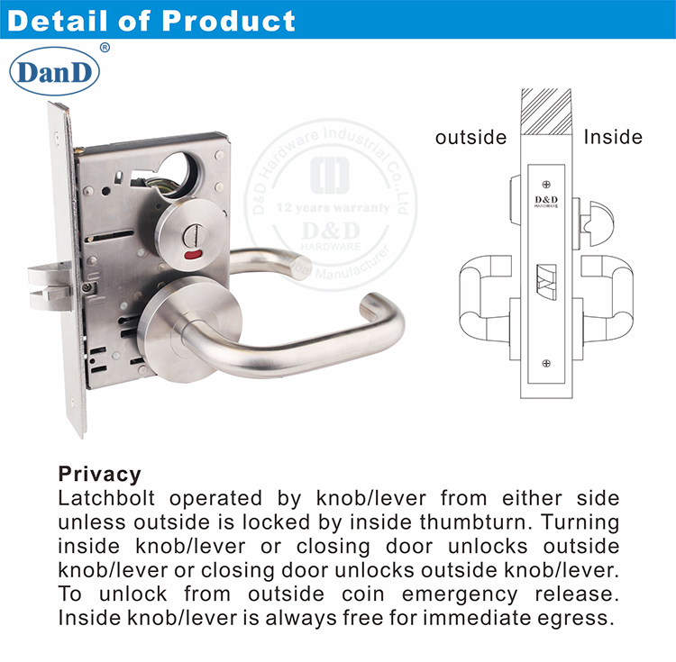 Mortise Lock pour Double Door-D et D Hardware
