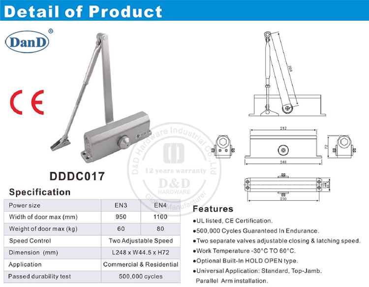 BS EN1154 Metal Door Closer-D et D Hardware