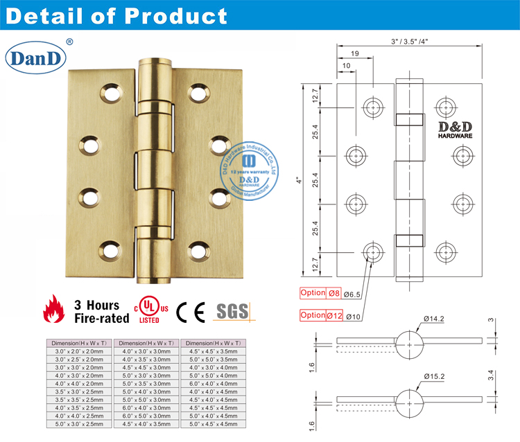 Tarif en laiton Charni&egrave;re &agrave; charni&egrave;re-D et D