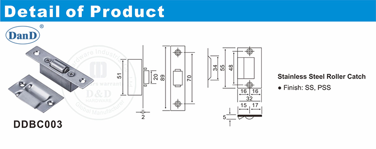 Capture de porte &agrave; rouleau &agrave; ressort pour quincaillerie de porte D et D interne