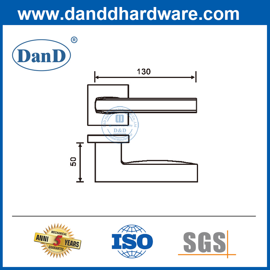Poignées de porte extérieures en acier inoxydable solide poignées de porte carré-DDSH054