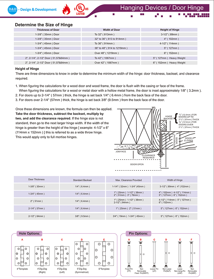 Charni&egrave;re de porte et mat&eacute;riel D et D