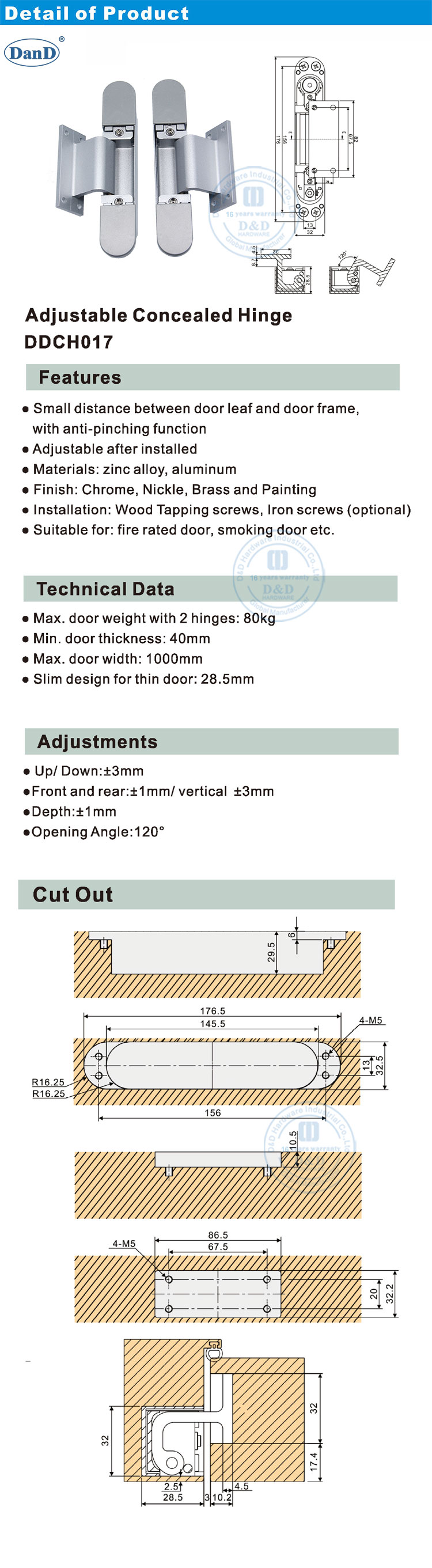 Charni&egrave;re r&eacute;glable