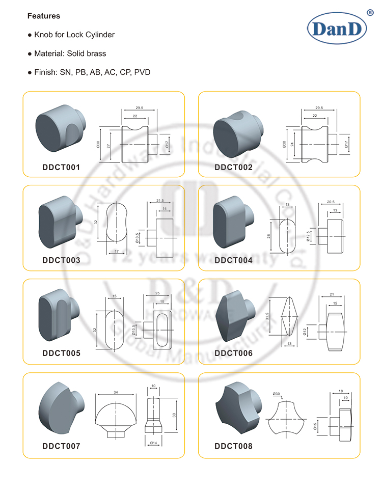 KONB pour le mat&eacute;riel cylindre-d et D de porte de porte