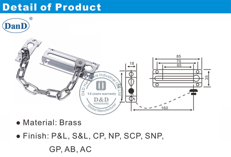 Cha&icirc;ne de porte de s&eacute;curit&eacute; m&eacute;tallique-DDDG005