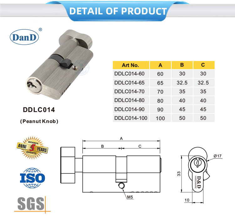 Cylindre de verrouillage de bouton d'arachide