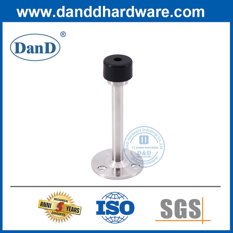 Type de montage mural bouchon de porte en caoutchouc noir en acier inoxydable-ddds018