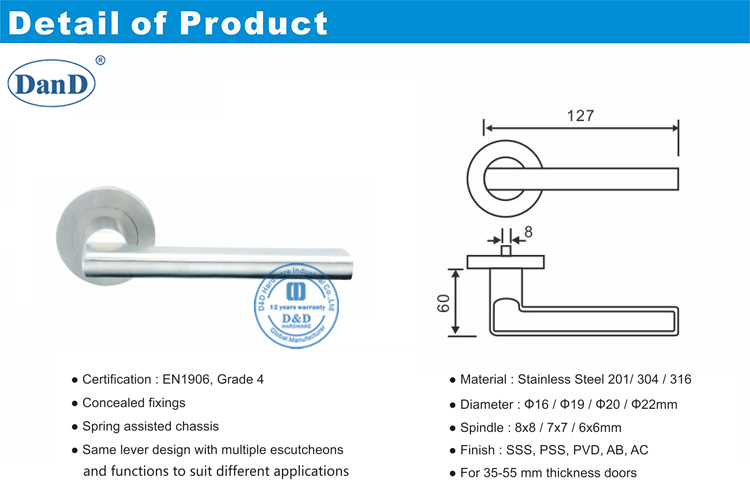 Poign&eacute;es de porte de fer-D et D