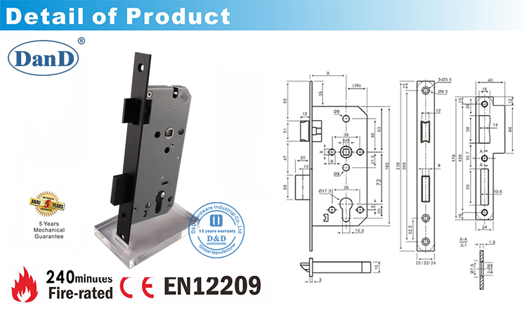 Black-Ce Mortise Door Lock DDML009-D et D