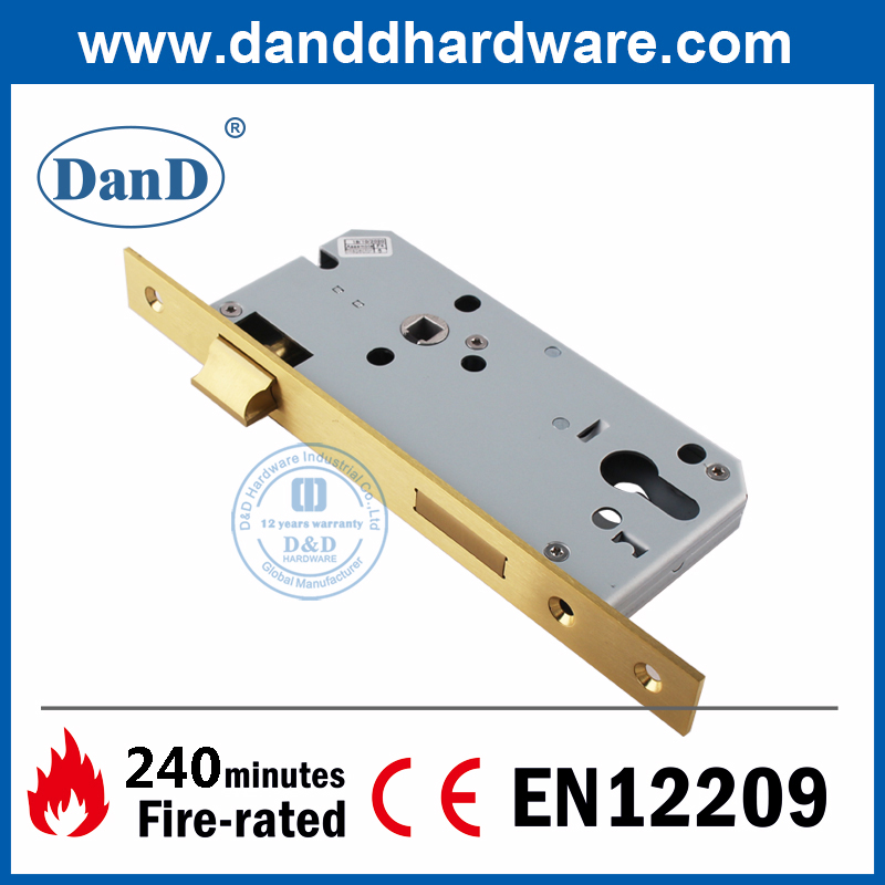 Acier inoxydable 304 EN12209 Golden Fire Proof Mortdice Bandroom Door Lock-ddml009