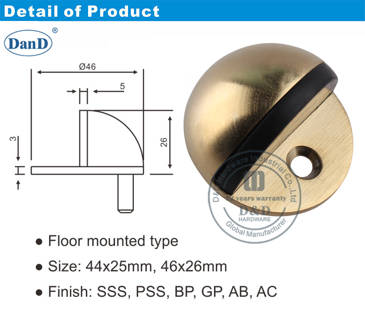 Porte en laiton en satin stop-d et quincaillerie D