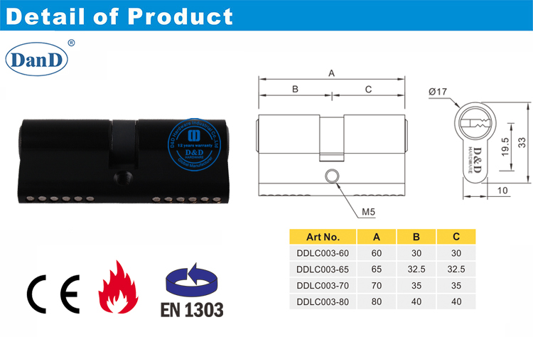 Hardware Cylinder-D et D Black CE Mortice