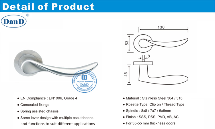 Poign&eacute;e de porte ext&eacute;rieure-D et D