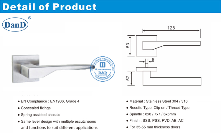 Hardware de poign&eacute;e de levier solide-D et D