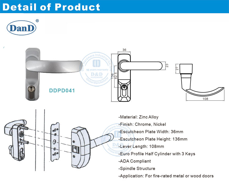 Garniture de levier en alliage de zinc