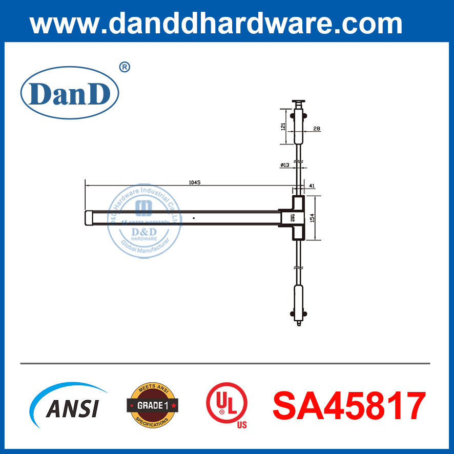 UL305 SA45817 non incendie Dogging Panic Hardware Steel Matériau d'urgence Panique Panique Bar-DDPD028