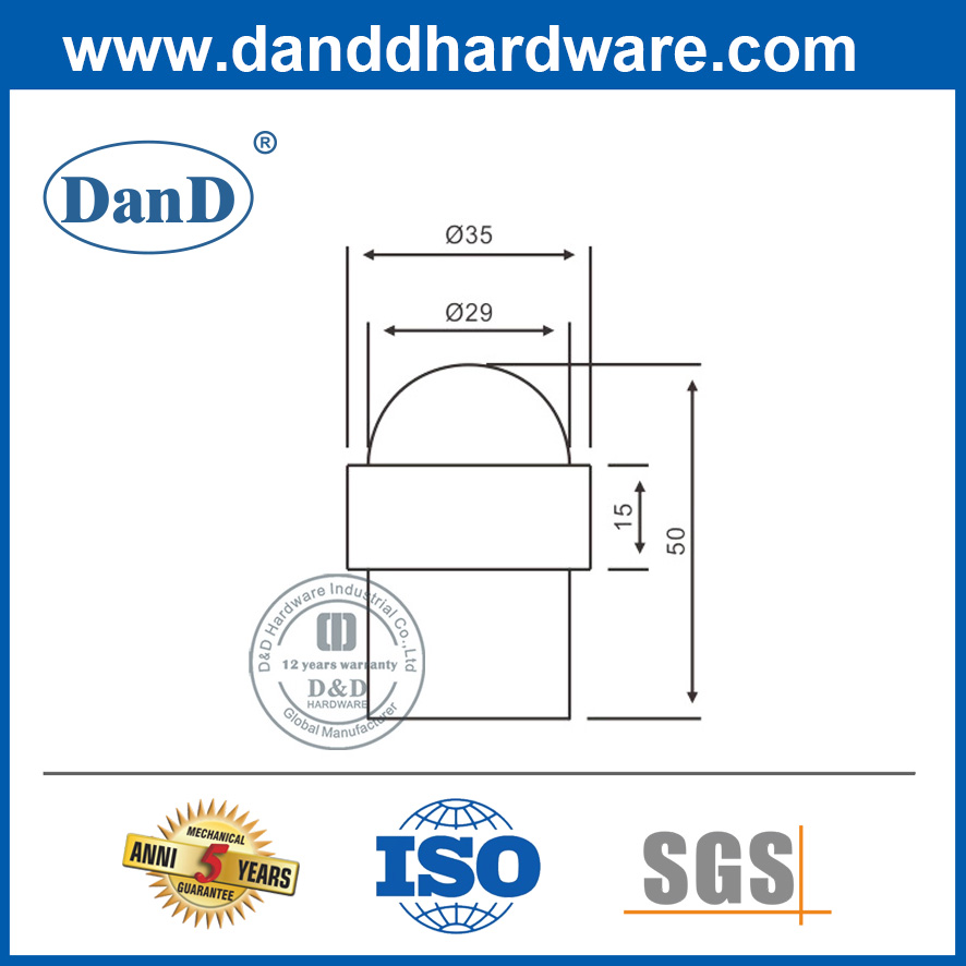 Porte de sol en acier inoxydable Berceur commercial Vis de quincaillerie dans la porte Stopper-DDDS008