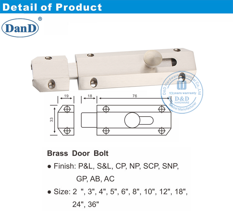 serrure de verrou de boulon &agrave; canon coulissant
