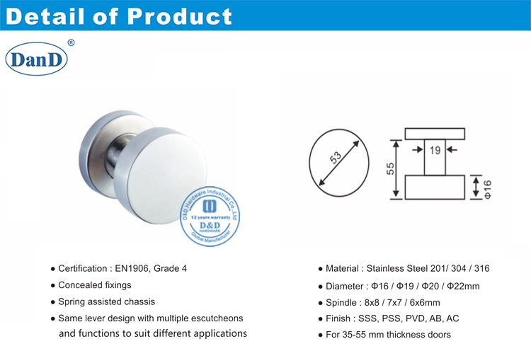 Poign&eacute;es de porte de passage-d et d mat&eacute;riel