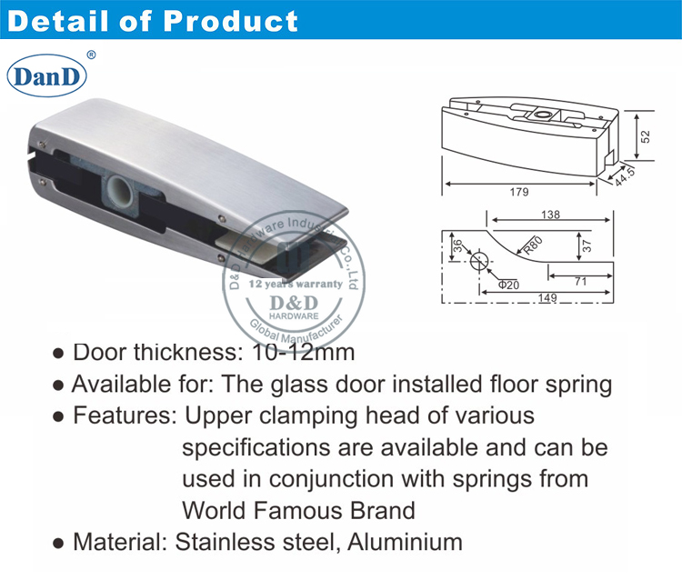 Patch ajustement pour la porte en verre et le mat&eacute;riel D
