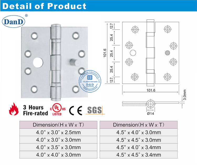 SS Security Hinge DDSS015-D et D