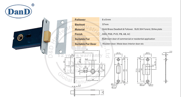 EURO Salle de bain Deadbolt -D And D Hardware
