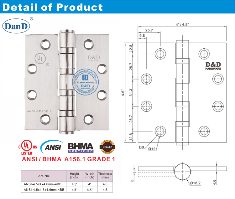 ANSI Grade 1 Hinge Door Hinge-D et D