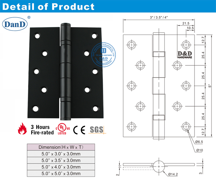 Hardware &agrave; charni&egrave;re de porte noire mat mat