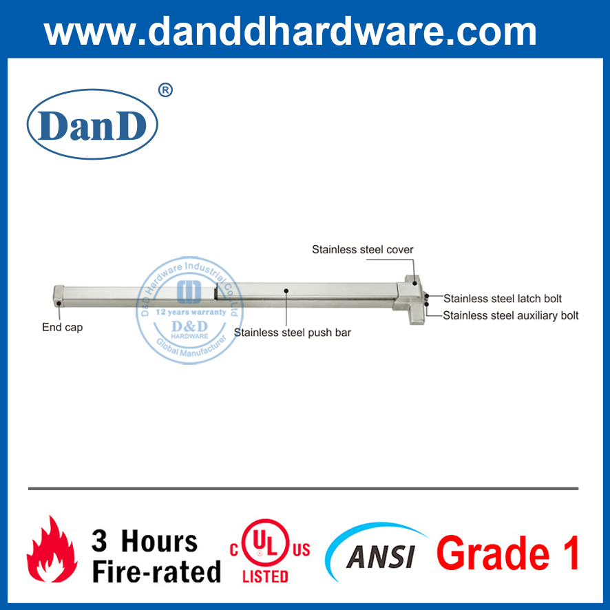 ANSI Grade 1 UL Steel Fireproof Panic Push Push-DDPD003
