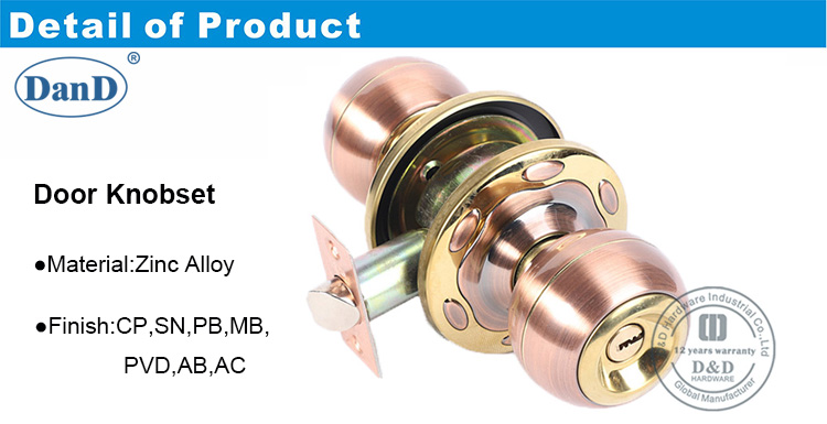 Locksset de porte pour quincaillerie DDLK054-D et D en m&eacute;tal