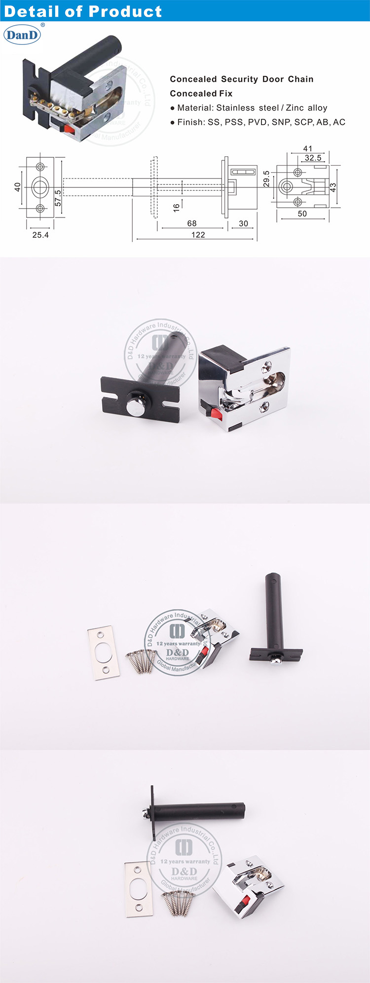 Cha&icirc;ne de porte de s&eacute;curit&eacute; dissimul&eacute;e-DDDG002